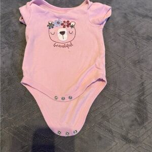 Pink Bear Print Kids One Piece